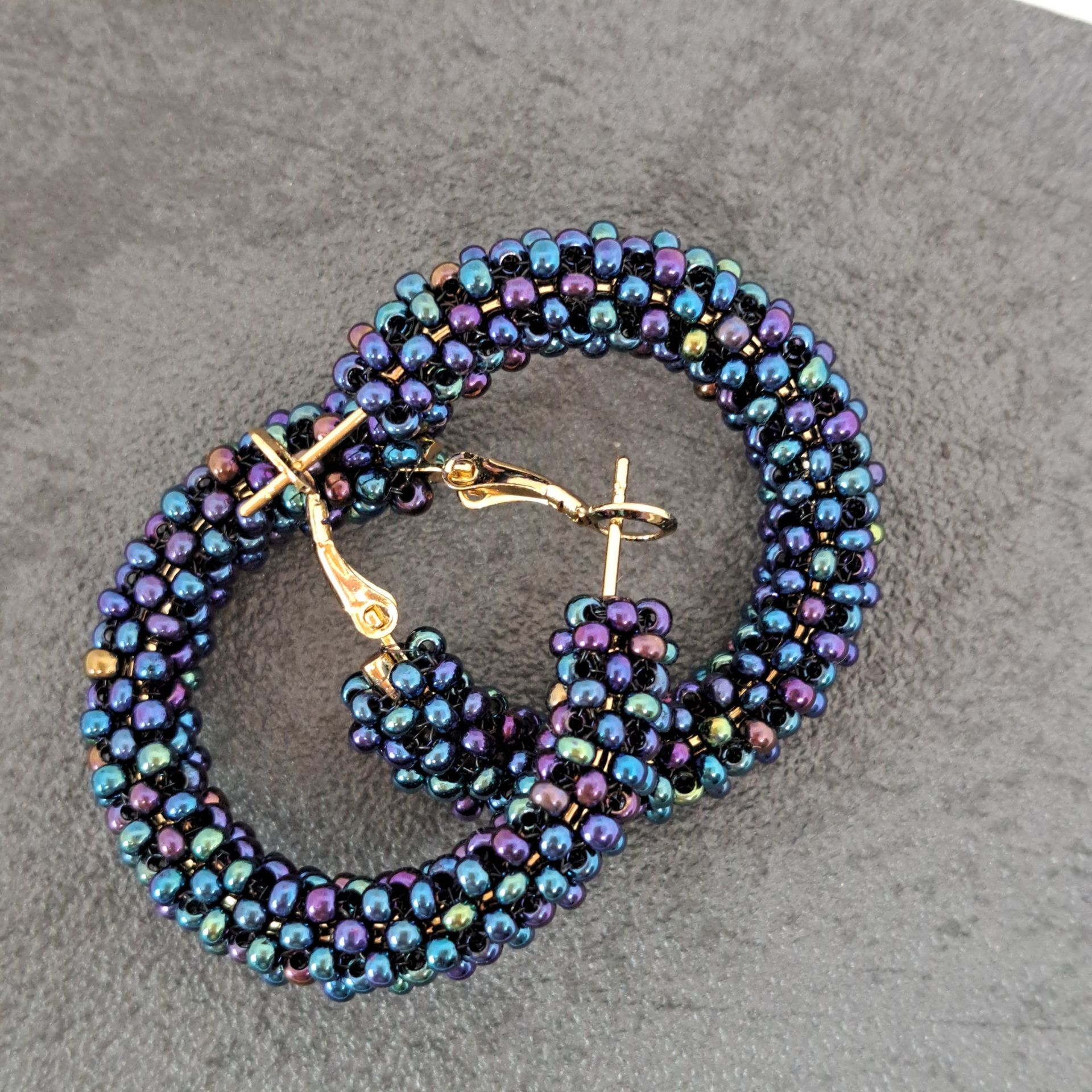 188, Oorbellen cirkel blauw/paars