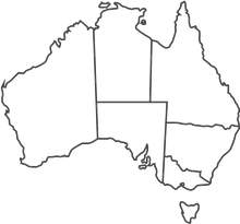 A black and white drawing of a map of australia.