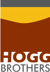 A brown and yellow logo for hogg brothers.
