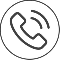 A phone icon in a circle on a white background.