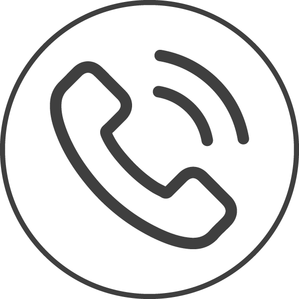 A phone icon in a circle on a white background.