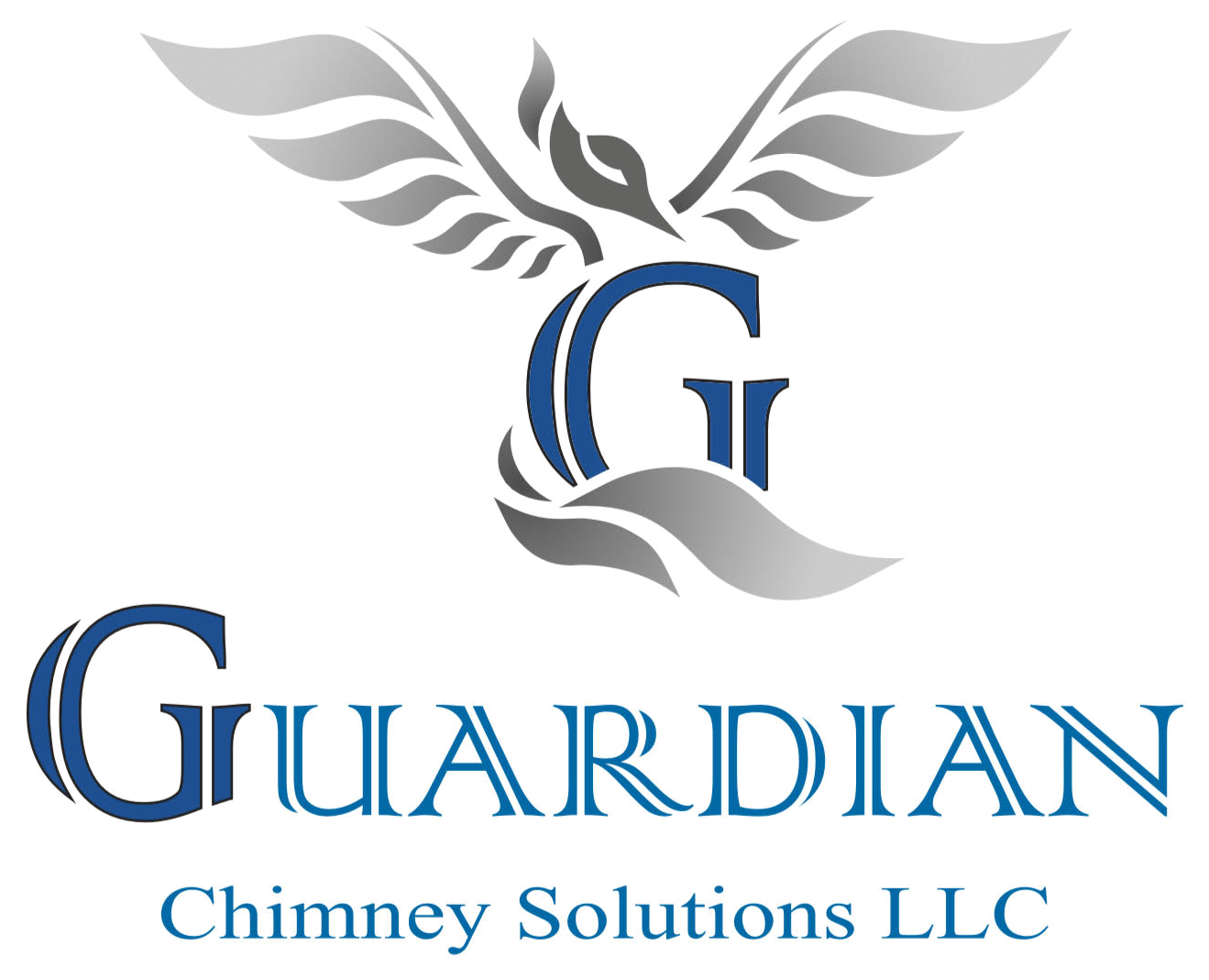 The logo for guardian chimney solutions llc has a bird on it.