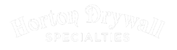 Logo for Horton Drywall Specialties. Text is white, arched at the top.