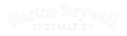 Logo for Horton Drywall Specialties. Text is white, arched at the top.