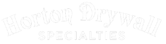Horton Drywall Specialties logo in white on a transparent background.