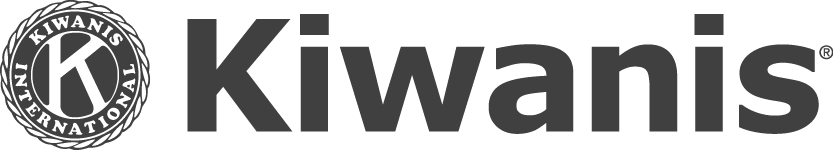 A black and white image of the kiwanis logo