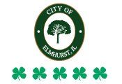 The city of elmhurst , il has a logo with a tree and shamrocks.