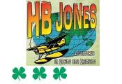The logo for hb jones adventures shows a plane flying over a globe.