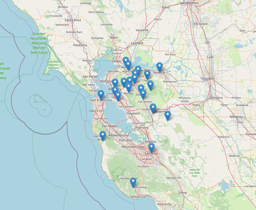 Map of Service Areas — Concord, California — Atlas Tree Service, Inc.