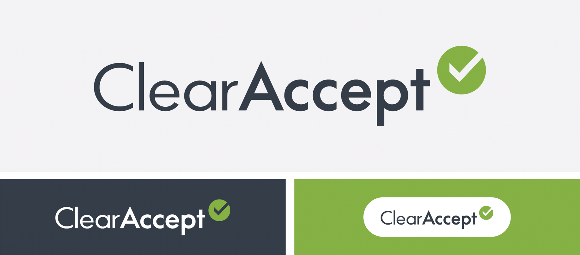 a logo for clear accept with a check mark on it .