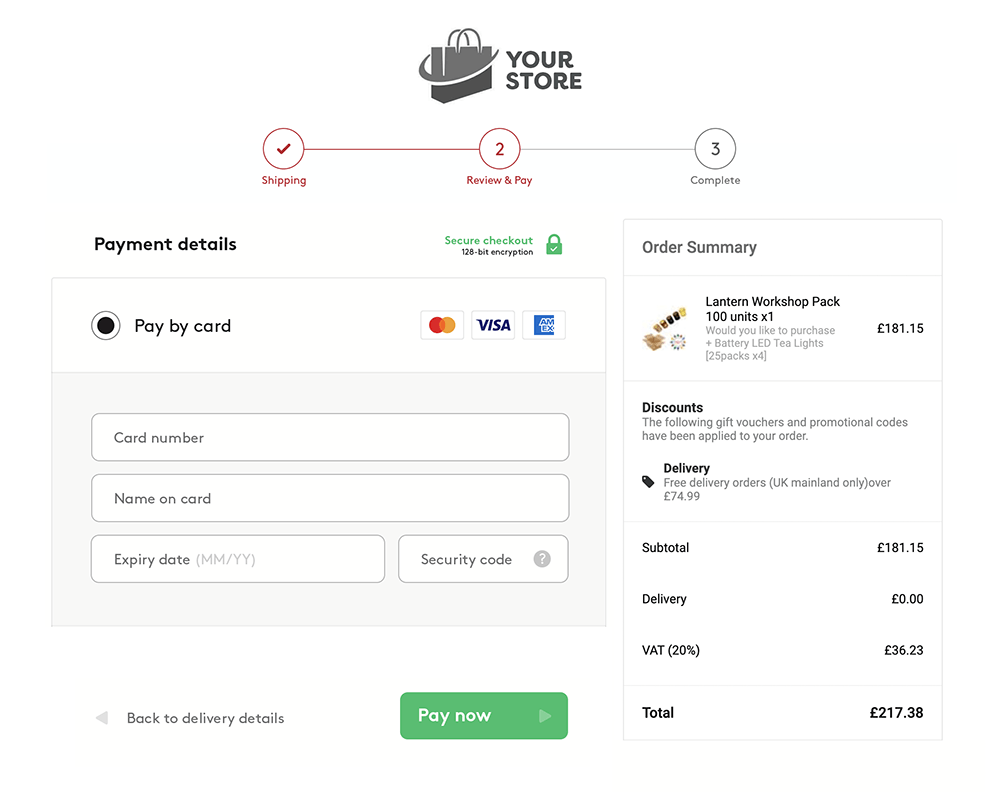 Online checkout example