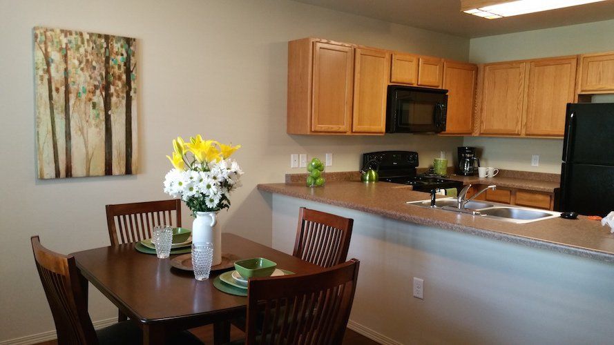 Dining table next to the kitchen