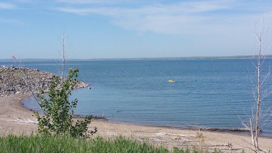 Kayaker on Lake Sakakawea
