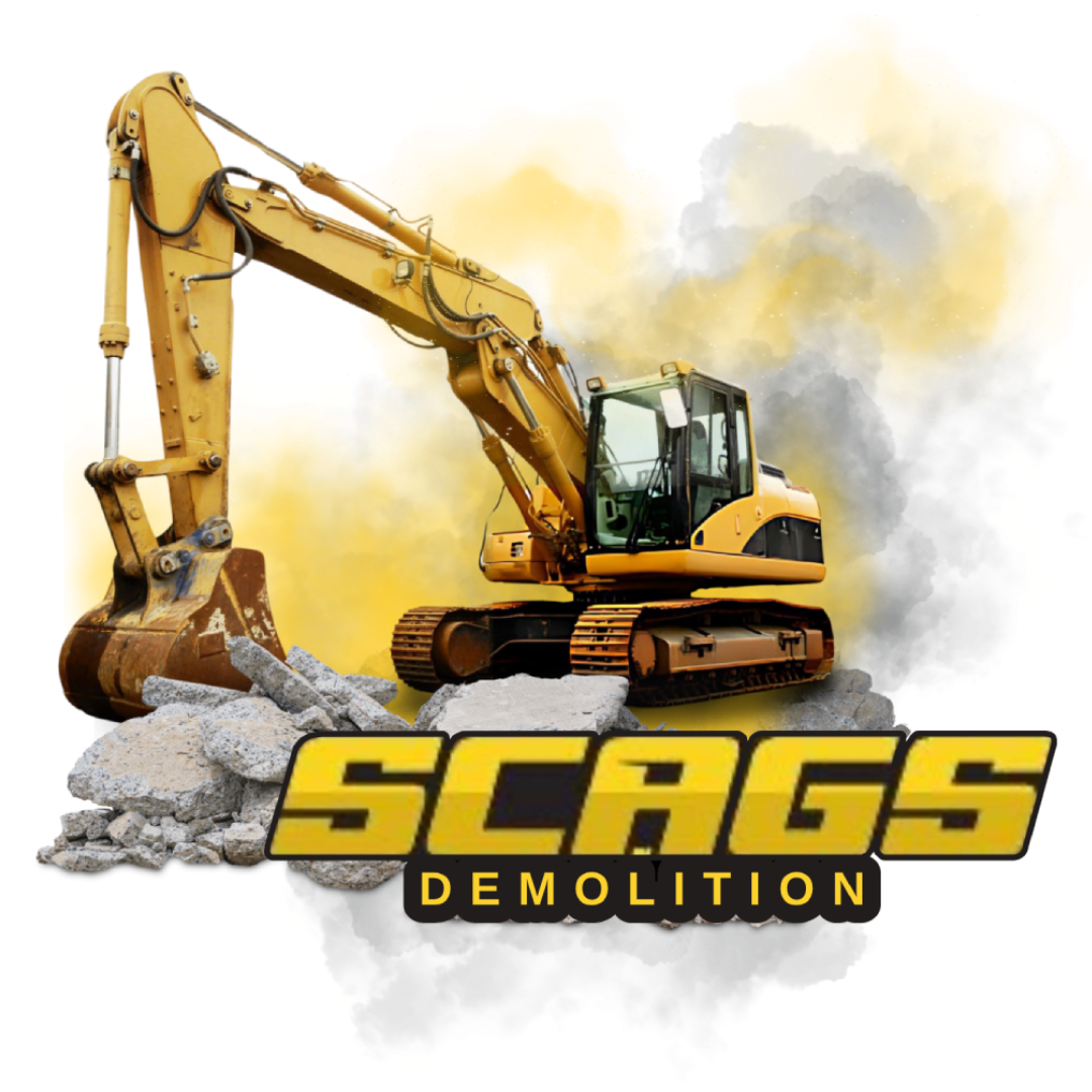 Excavator with scags logo