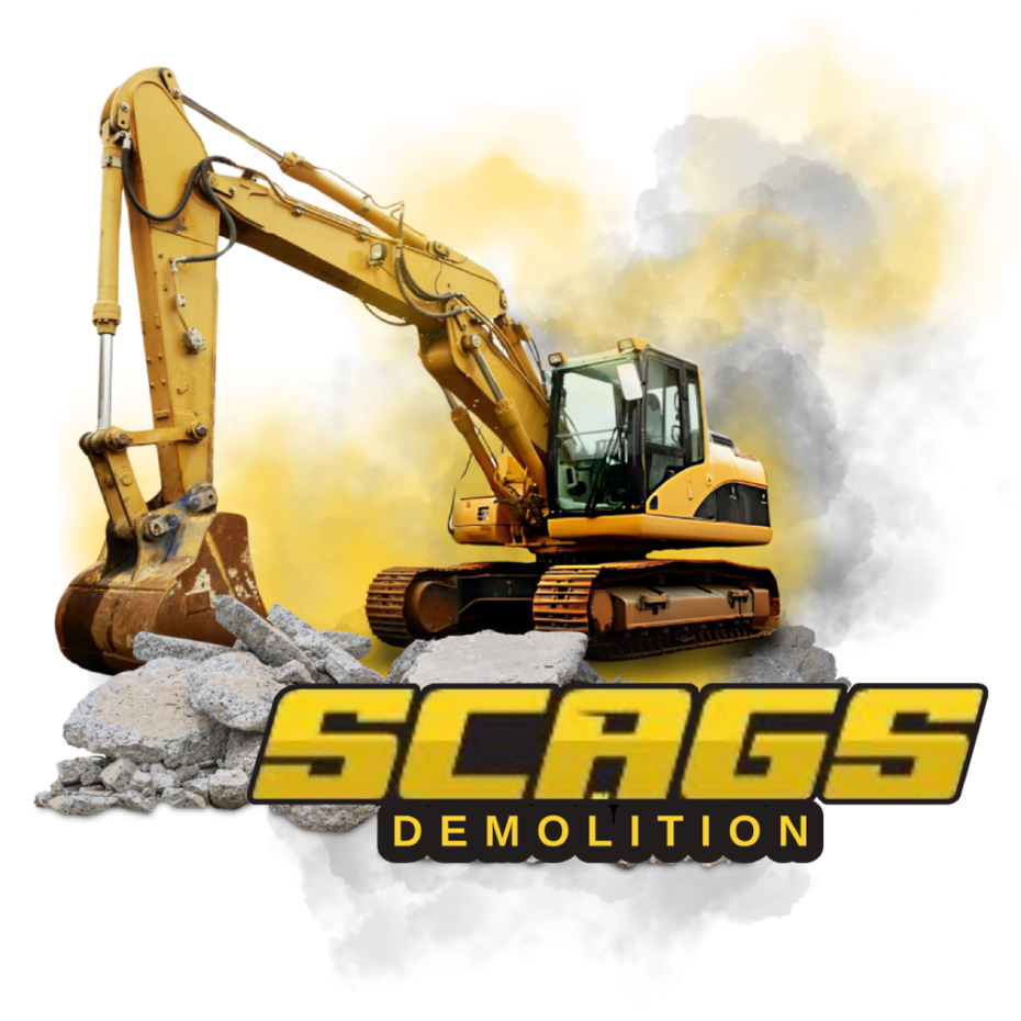 Excavator with scags logo