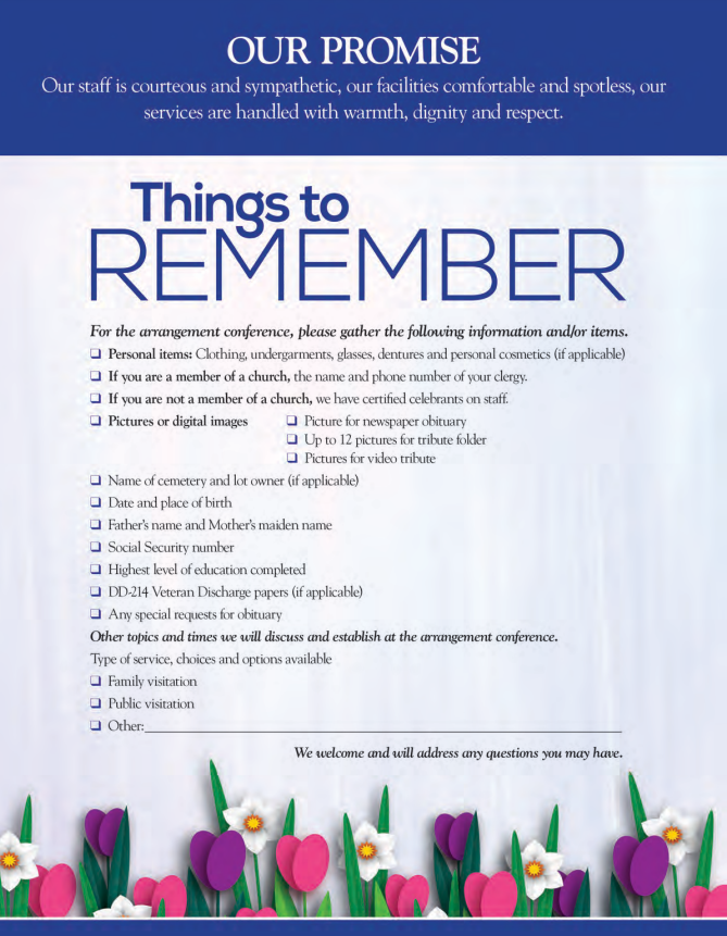 a poster that says `` things to remember '' with flowers on it