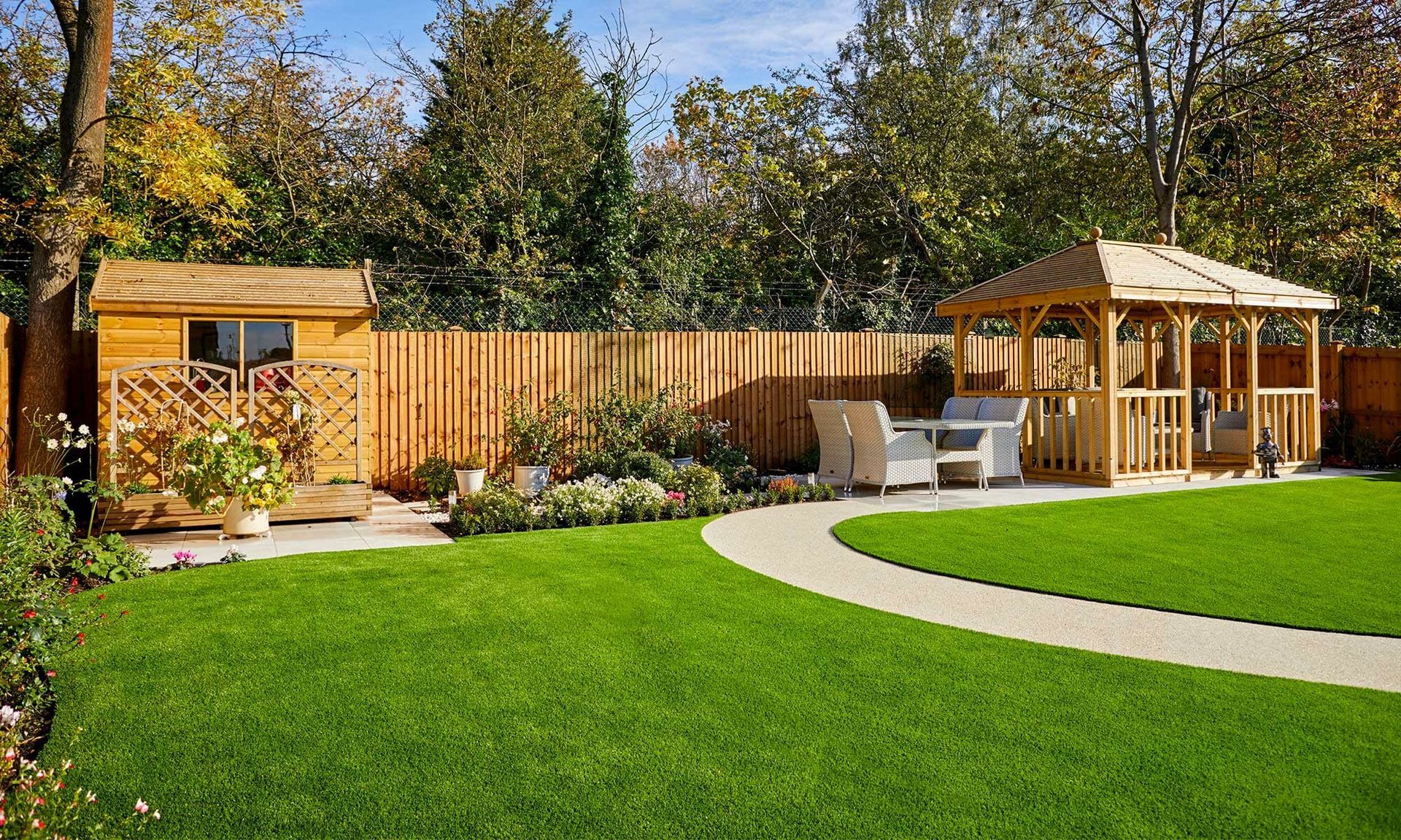backyard landscape design with artificial grass