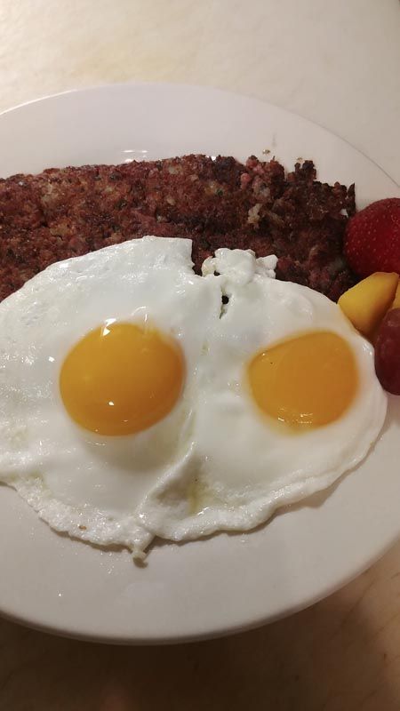 corned beef with hash and eggs