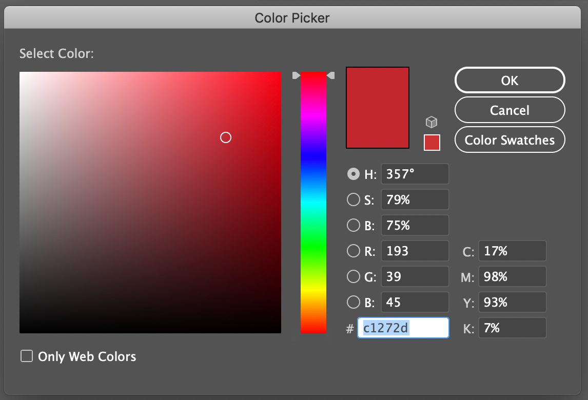 Adobe Illustrator color palette example