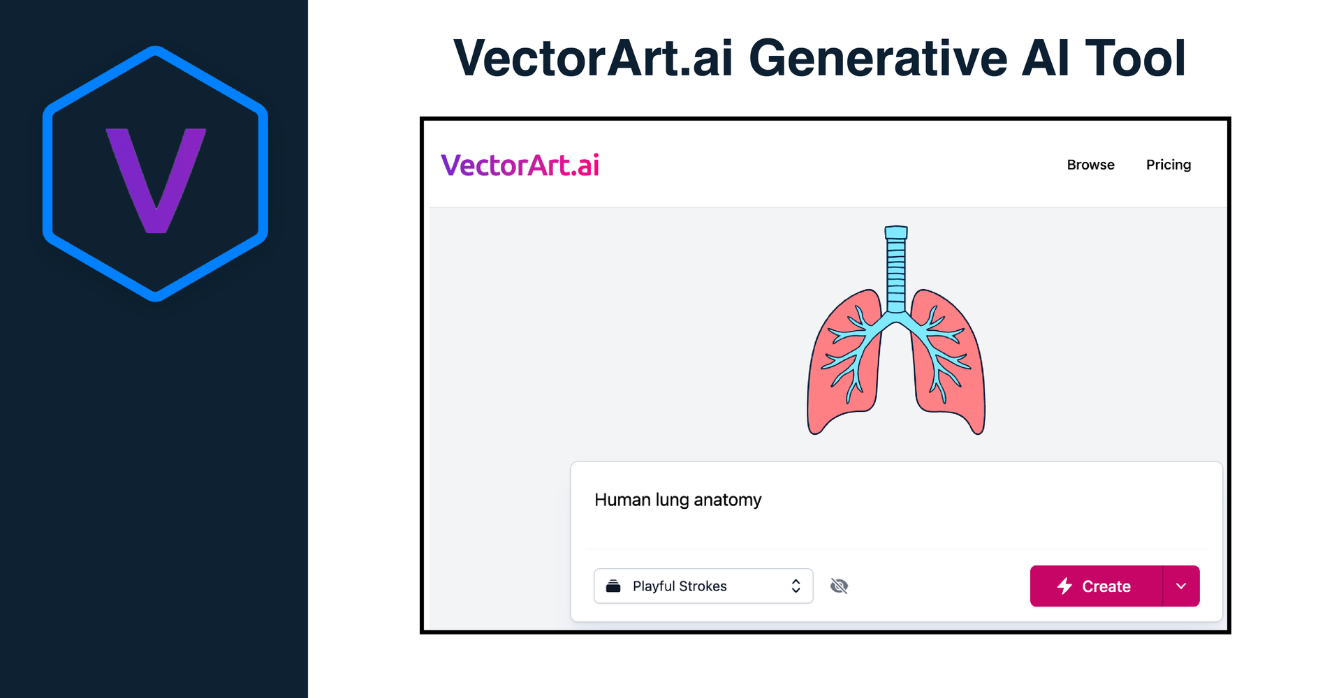 Example scientific AI Image of lung anatomy from from VectorArt.ai