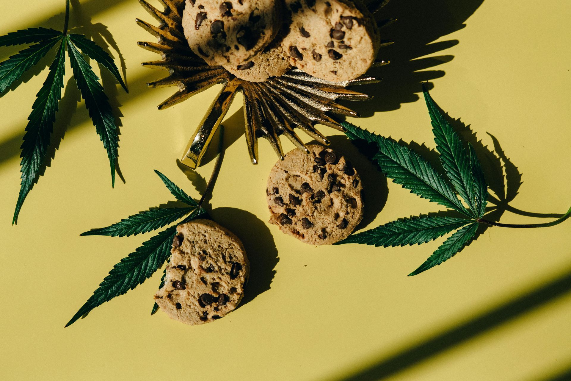 a cookie with some marijuana leaves