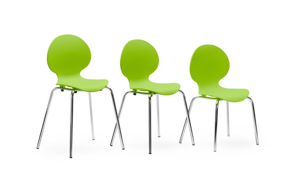 production green and coloured chairs