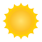 A cartoon illustration of a yellow sun on a white background.