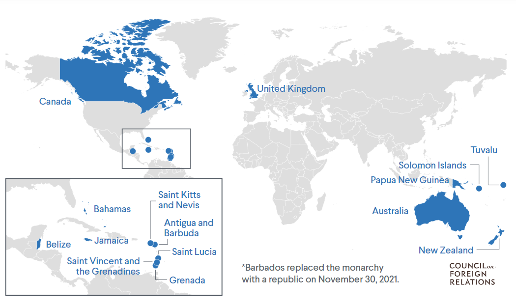 15 countries. Британские заморские территории.