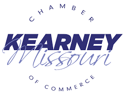 Logo for the Kearney, Missouri Chamber of Commerce. Text includes 