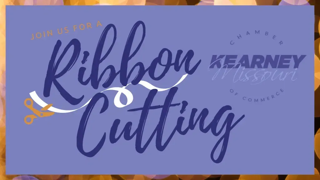 A ribbon cutting event announcement. The text reads 