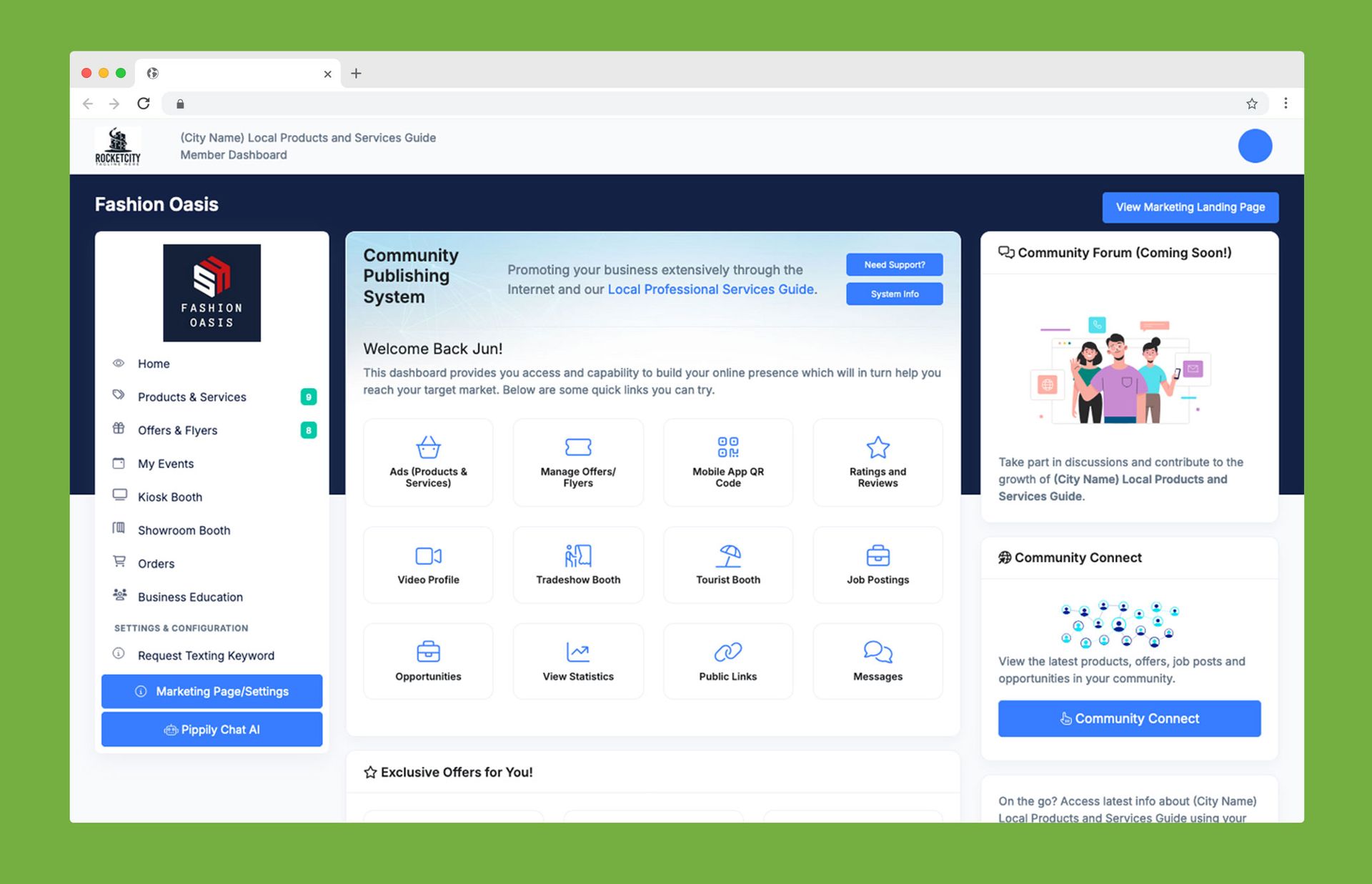 Screenshot of the online portal's main dashboard, featuring the Public Records Request System. Blue, white, and gray color scheme, with several options to choose from.