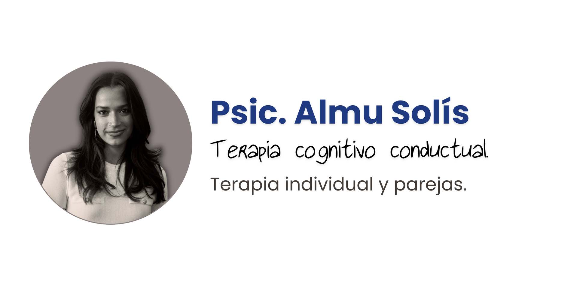 La psicóloga Almu Solís con un retrato en círculo. Terapia cognitivo-conductual individual y de pareja.