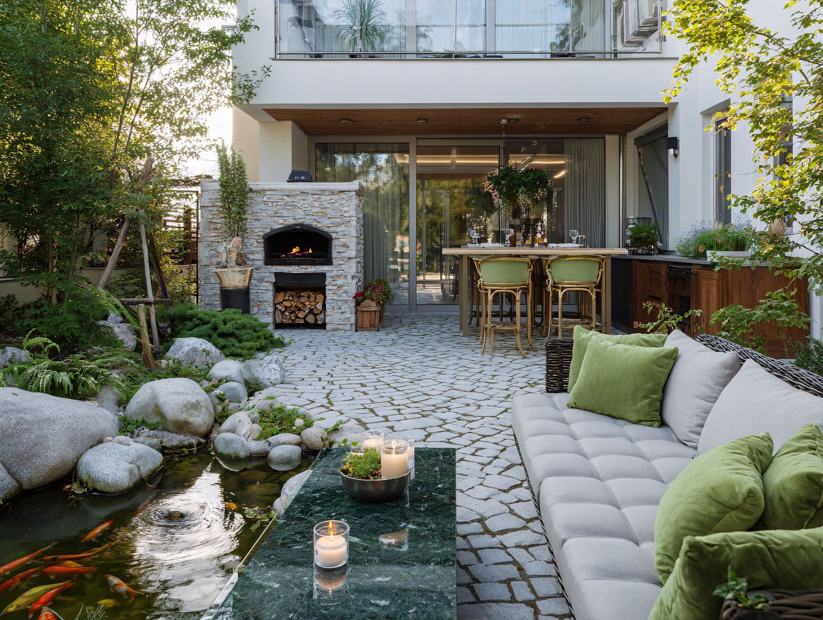 A man wearing a hard hat and goggles is standing in a room.