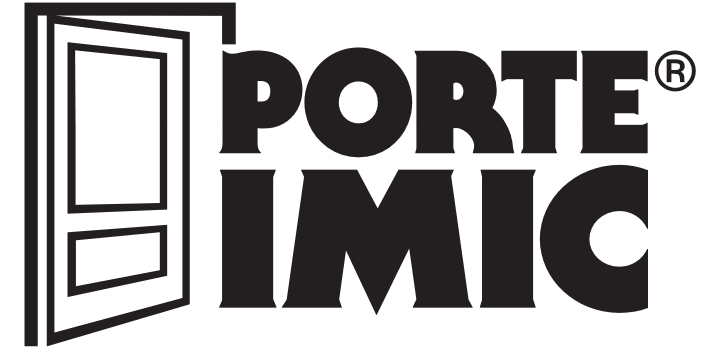 Un logo in bianco e nero per un'azienda chiamata porte imic.