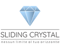 Un logo per un'azienda chiamata Slider Crystal con un diamante blu.