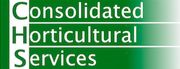 A green sign that says consolidated horticultural services