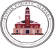 a seal for butler county alabama with a clock tower