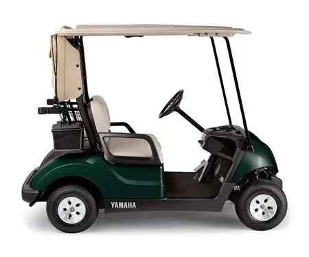 A Green Yamaha Golf Cart with A Tan Canopy on A White Background — DTM Tamworth in Tamworth, NSW