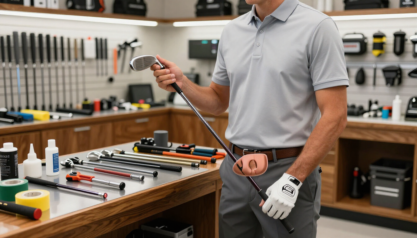 Golf club repair and customization workspace