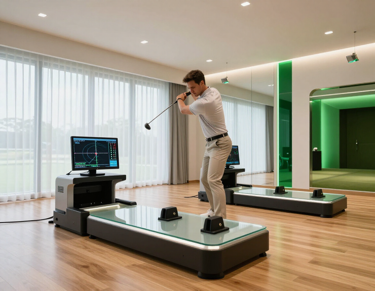 Golfer receiving a custom club fitting