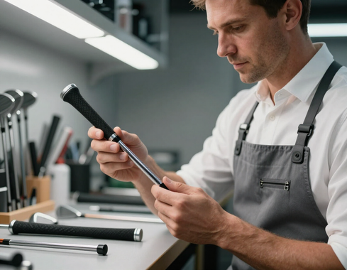 Golf equipment specialist at work