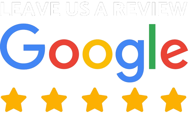 A google logo with five stars and the words `` leave us a review ''.