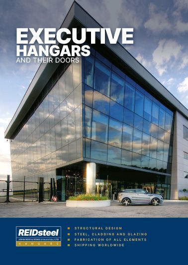 A brochure for executive hangars and their doors