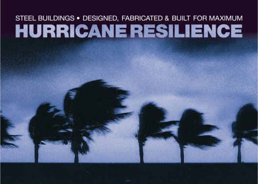 A poster for hurricane resilience shows trees blowing in the wind