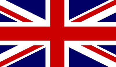 A close up of a british flag on a white background.