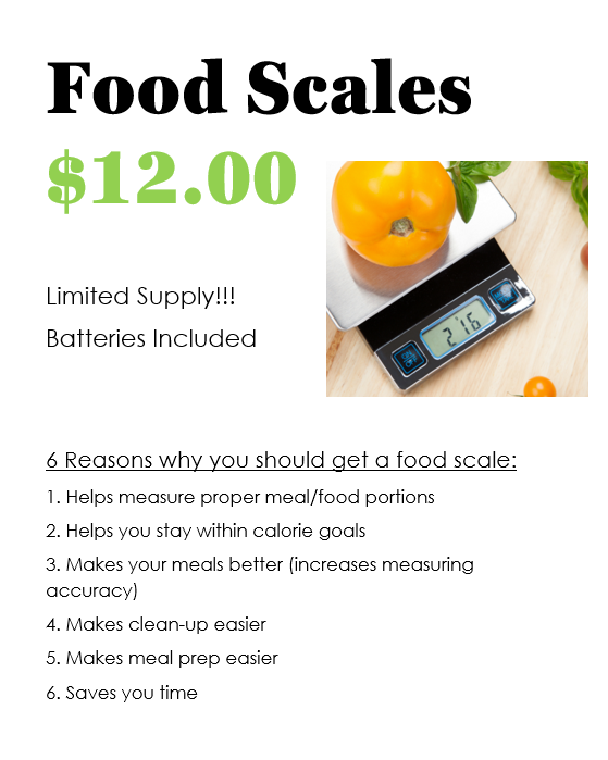 Food scale ad: $12, limited supply. Displays a tomato on a scale, with reasons to get one.