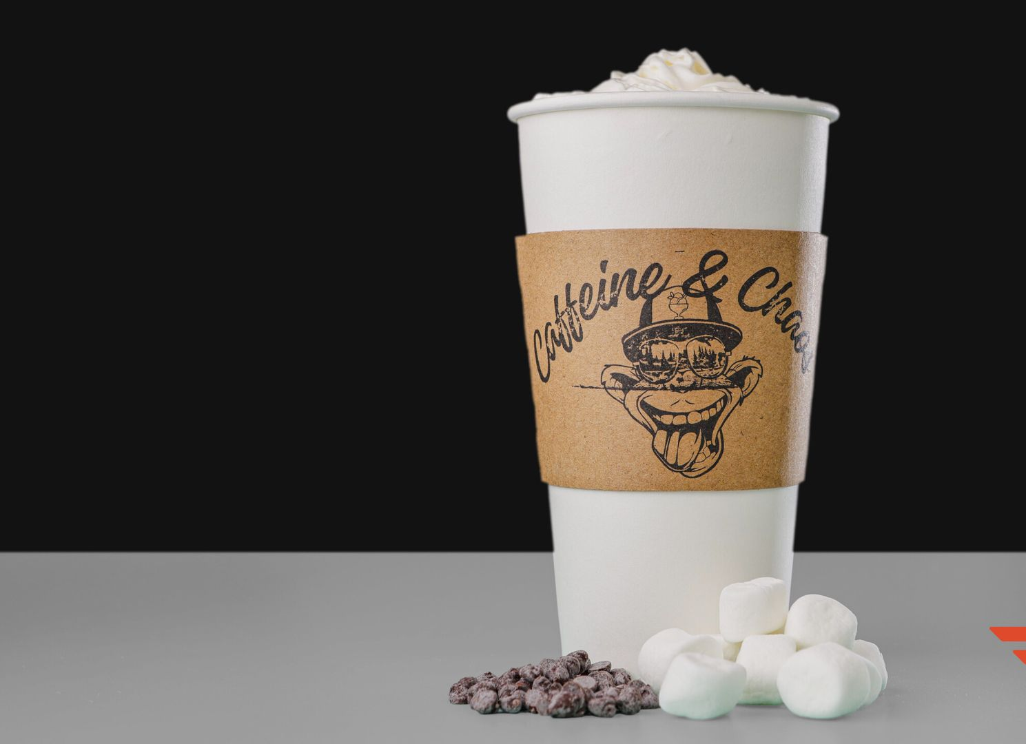 Tall white coffee cup with whipped cream, 