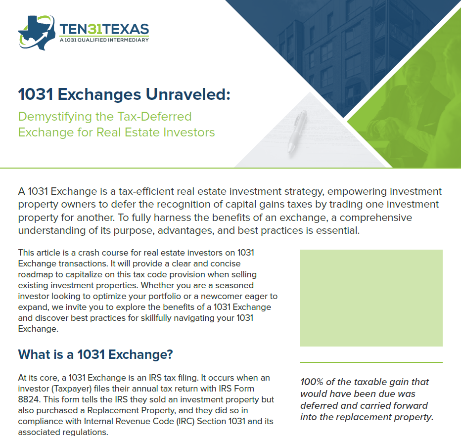 Code 1031 1031 Exchange Articles