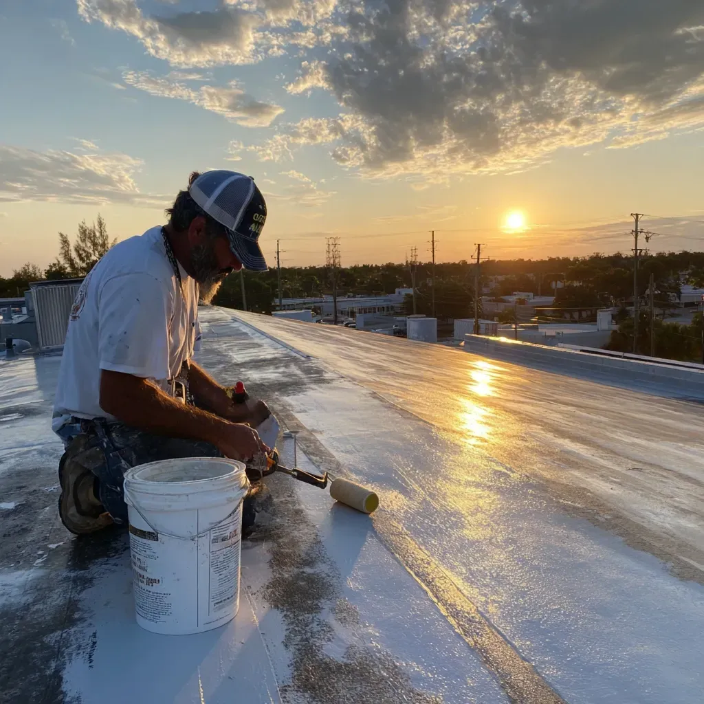 Lehigh Acres FL commercial roof maintenance teams assess scupper, drain bowl, and edge metal integrity.