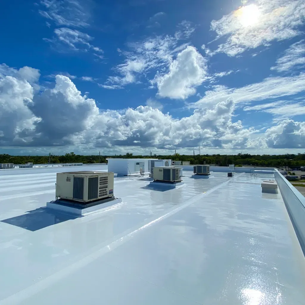 Roof hatch framing and commercial flat roof installation Lehigh Acres FL for secure access and drainage compatibility.
